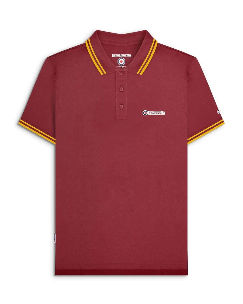 Lambretta Tipped Polo Shirt Burgundy/Gold