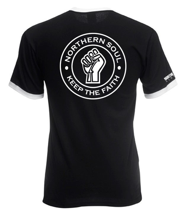 Black & White Large Back Print Ringer Tee