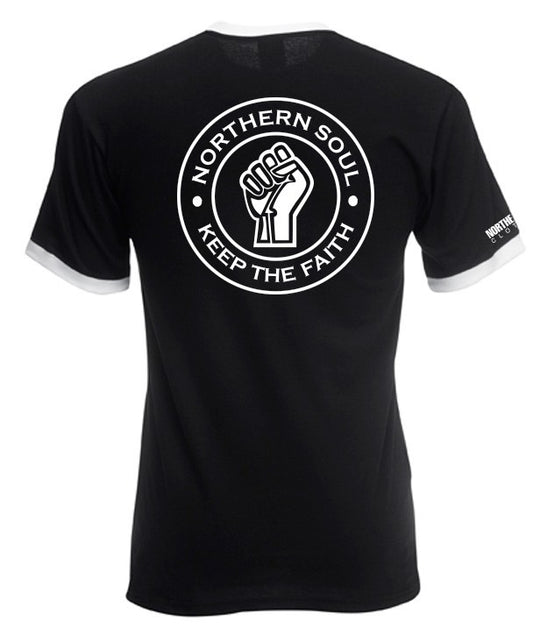 Black & White Large Back Print Ringer Tee