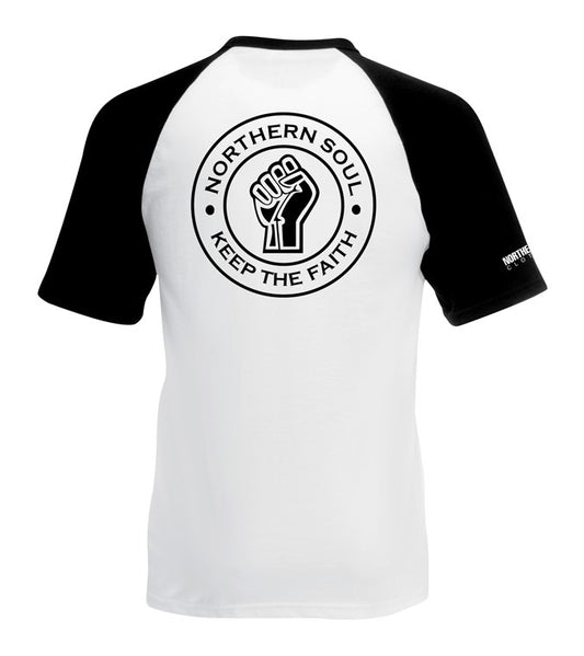 Black & White Large Back Print Baseball Tee