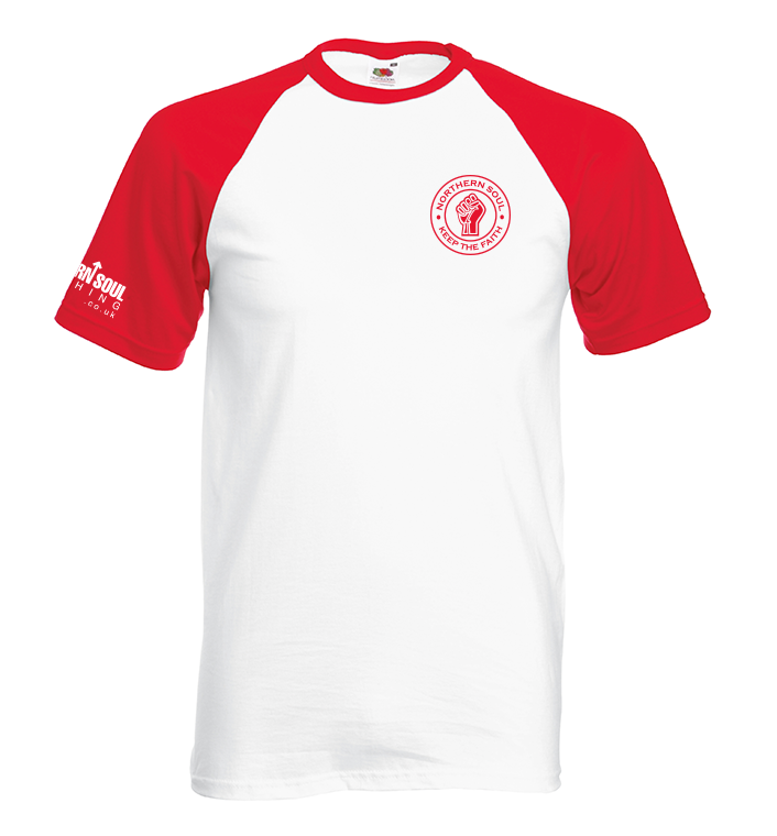 Red & White Small LHB Print Baseball Tee