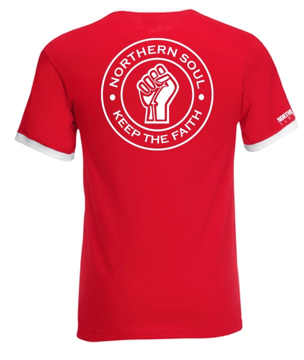 Red & White Large Back Print Ringer Tee