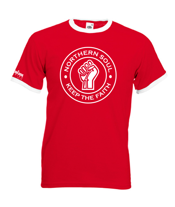 Red & White Large Front Print Ringer Tee