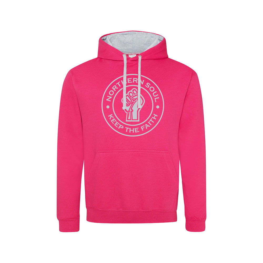 Funky Fist Large Front Print Varsity Hoodie - JH003