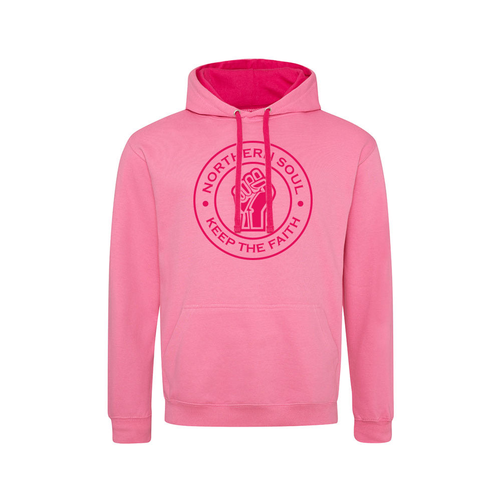 Funky Fist Large Front Print Varsity Hoodie - JH003