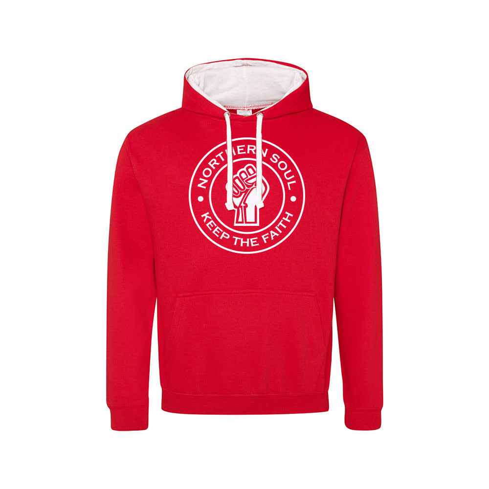 Funky Fist Large Front Print Varsity Hoodie - JH003