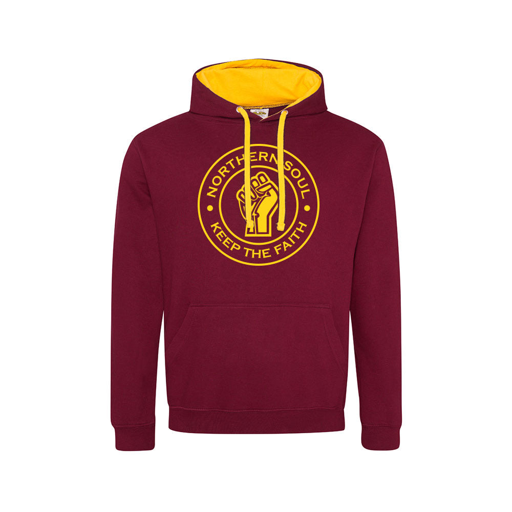 Funky Fist Large Front Print Varsity Hoodie - JH003