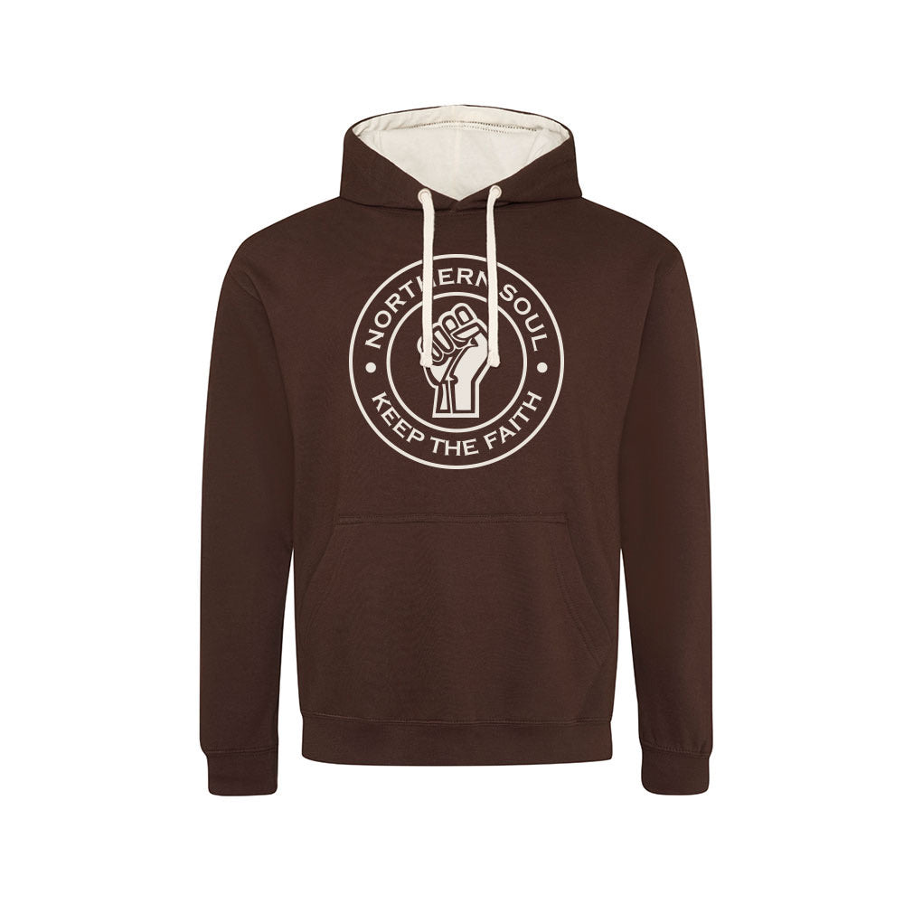 Funky Fist Large Front Print Varsity Hoodie - JH003