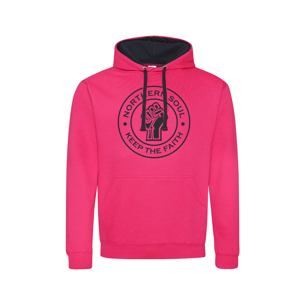 Funky Fist Large Front Print Varsity Hoodie - JH003