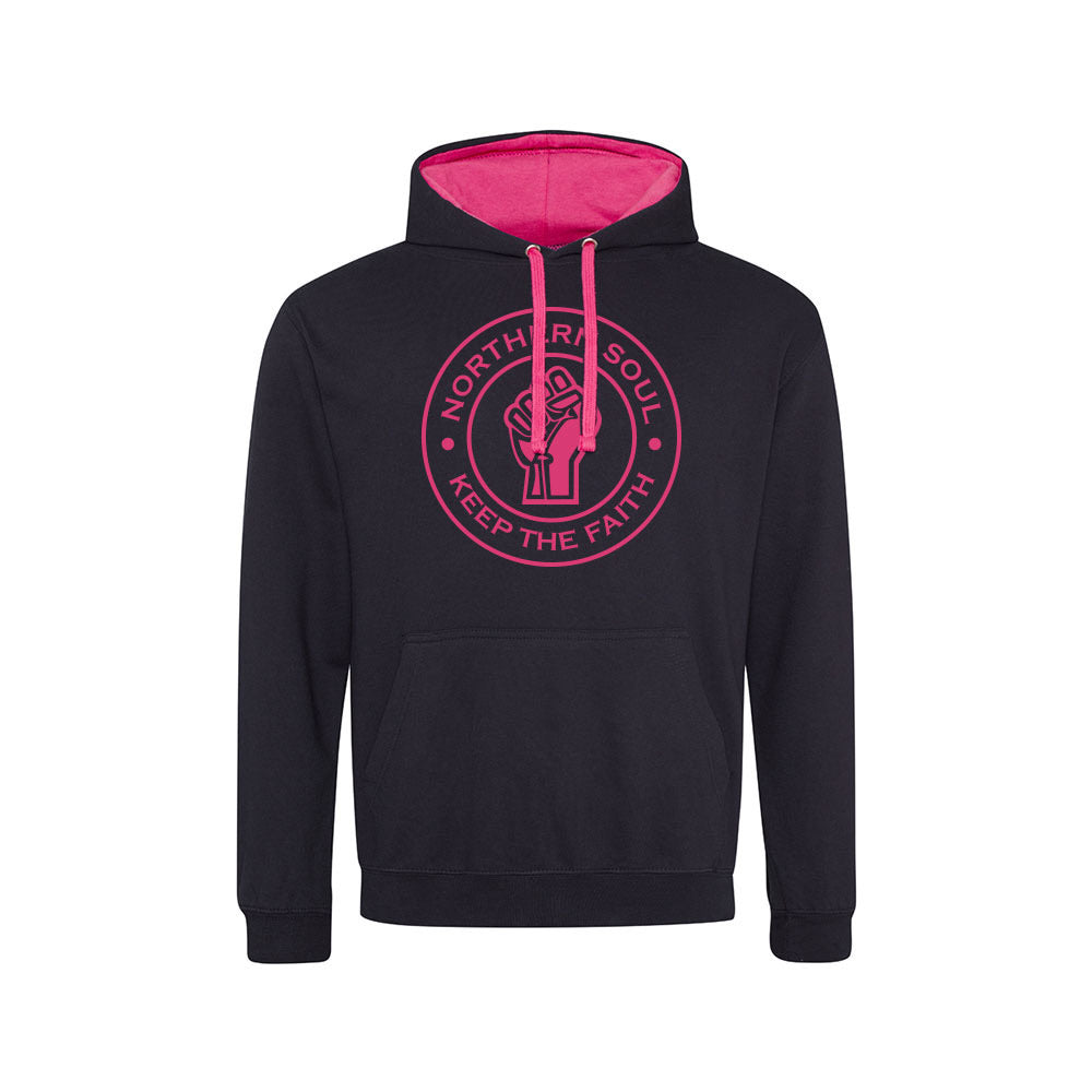 Funky Fist Large Front Print Varsity Hoodie - JH003