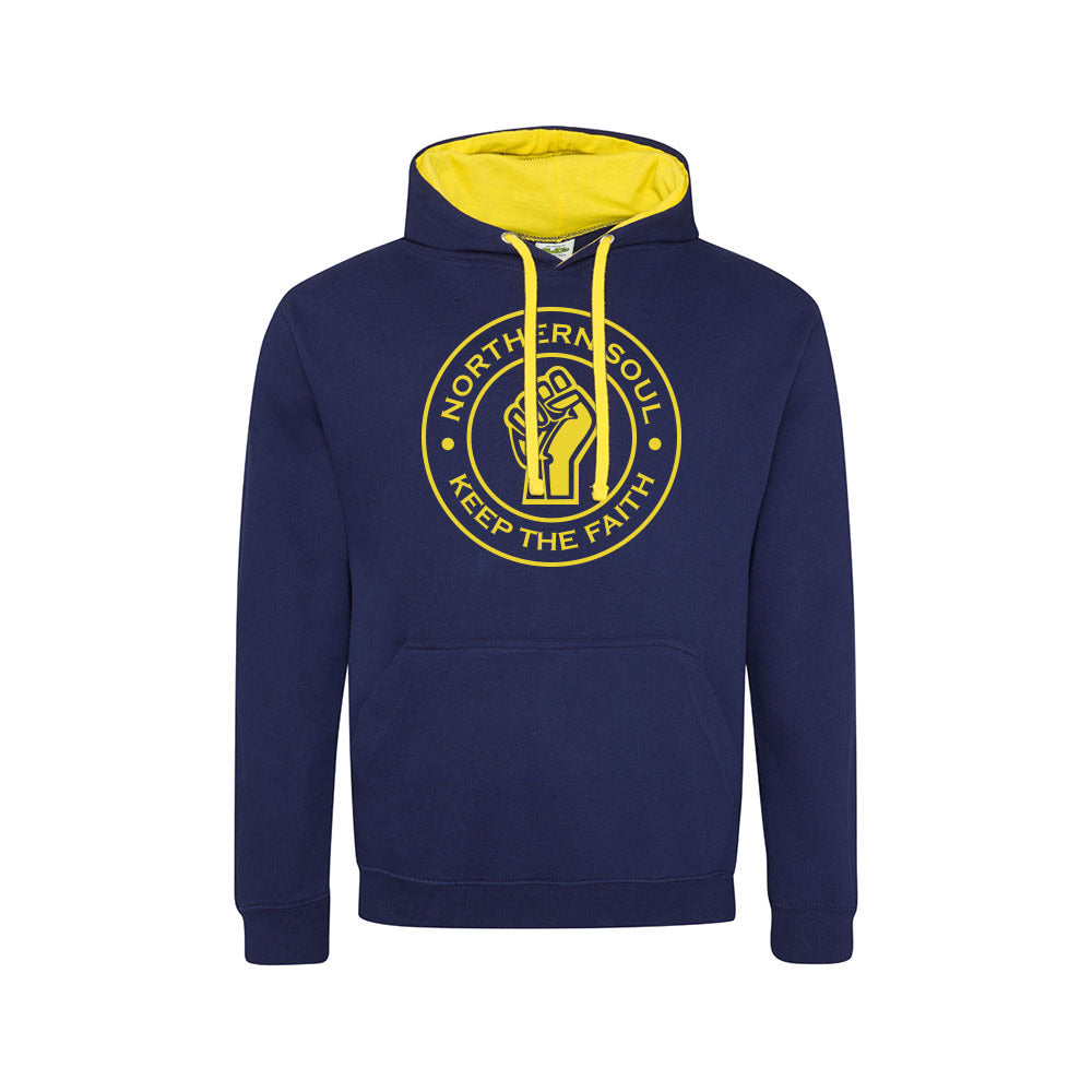 Funky Fist Large Front Print Varsity Hoodie - JH003