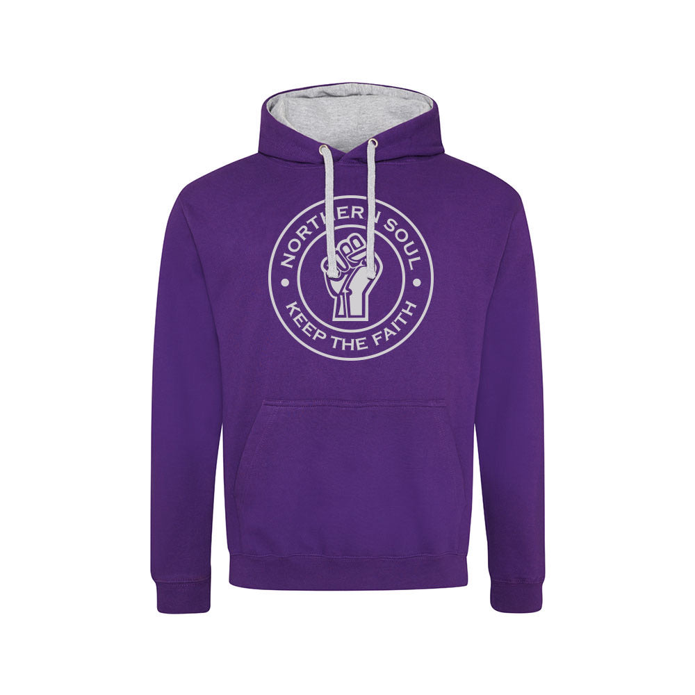 Funky Fist Large Front Print Varsity Hoodie - JH003