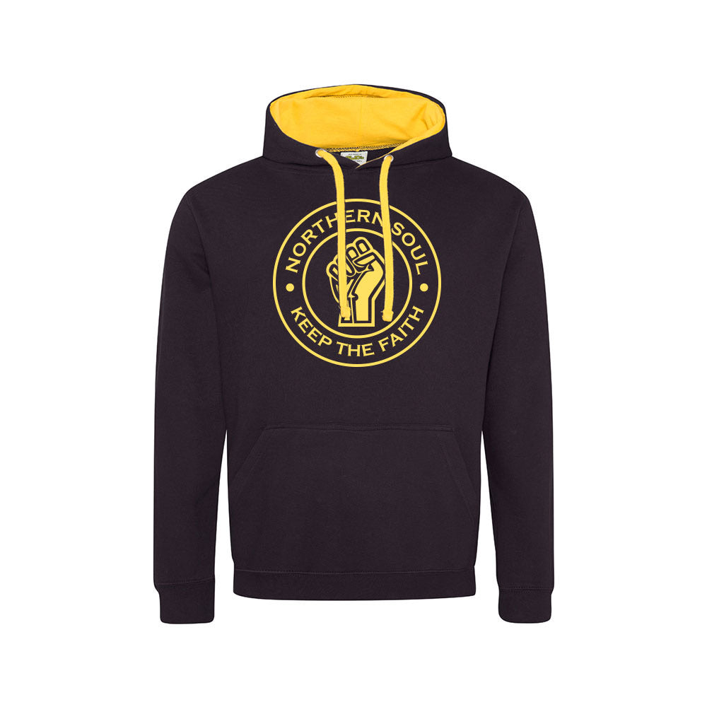 Funky Fist Large Front Print Varsity Hoodie - JH003