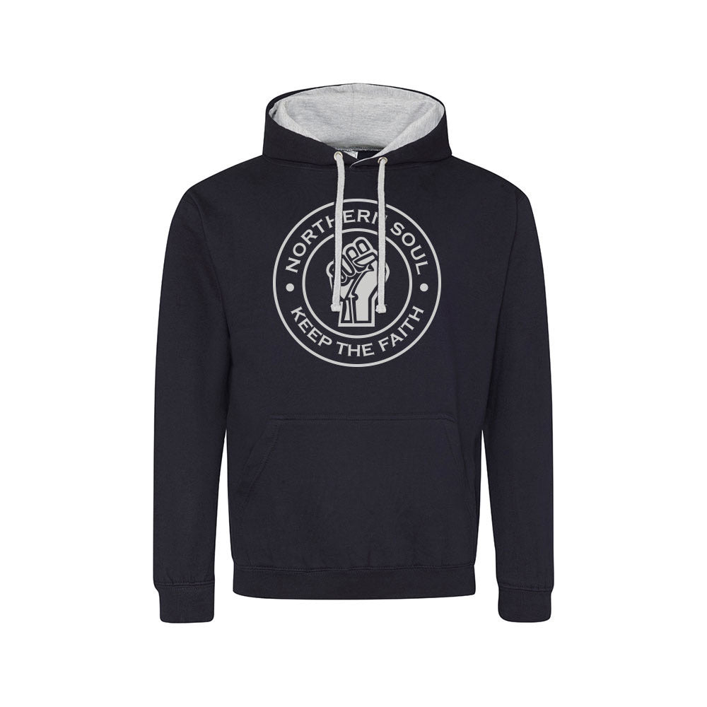 Funky Fist Large Front Print Varsity Hoodie - JH003