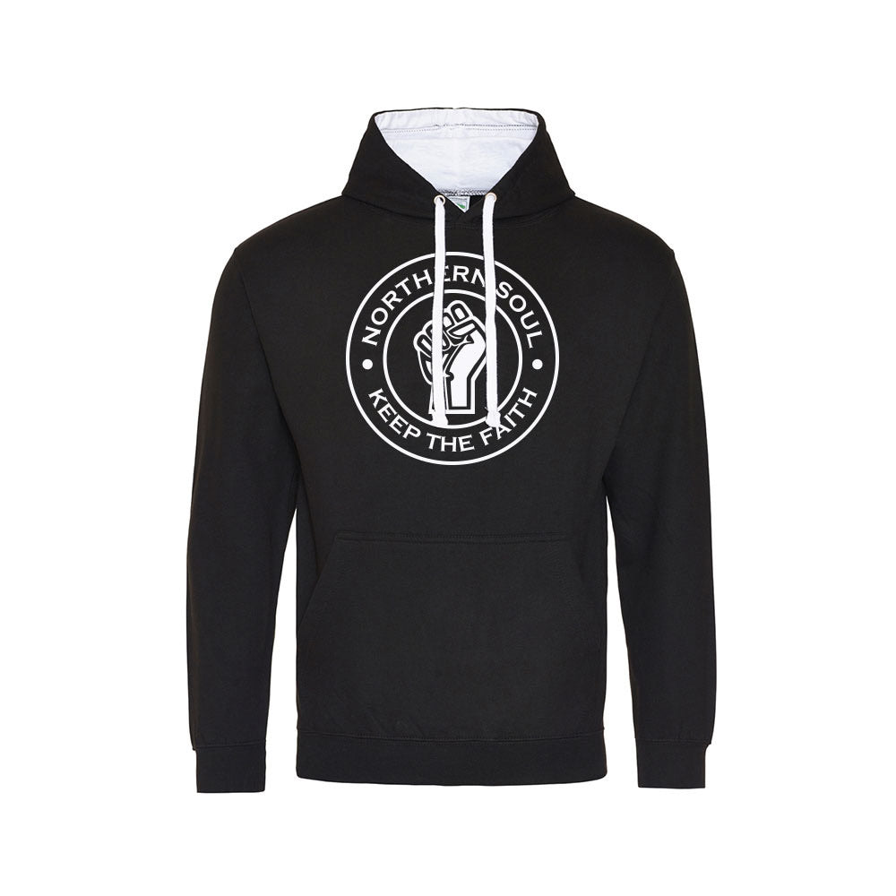 Funky Fist Large Front Print Varsity Hoodie - JH003