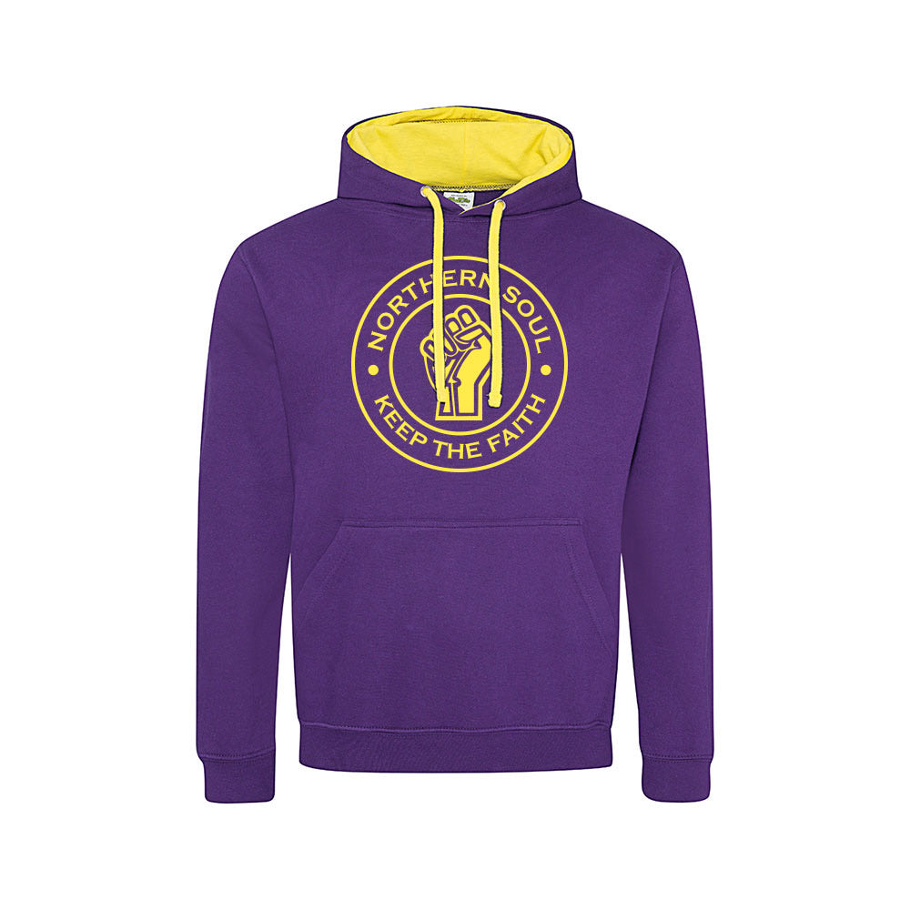 Funky Fist Large Front Print Varsity Hoodie - JH003