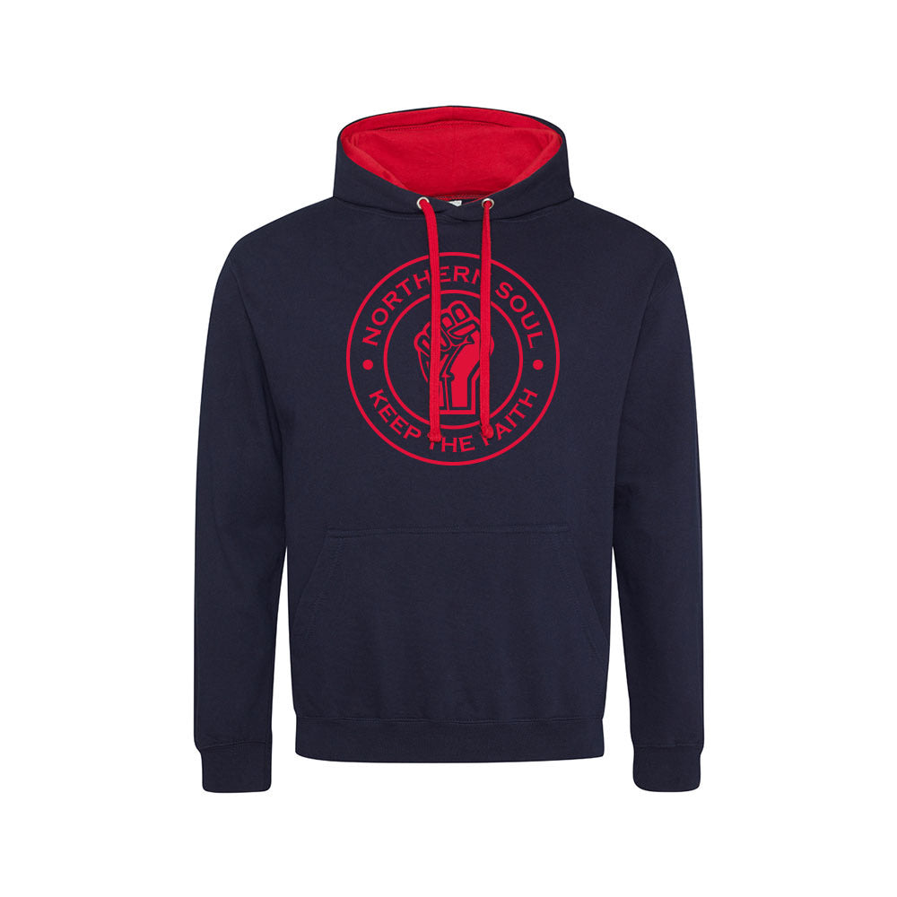 Funky Fist Large Front Print Varsity Hoodie - JH003