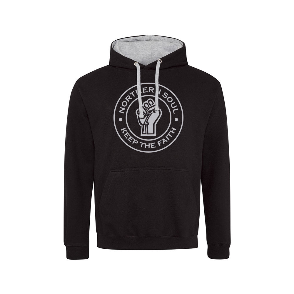 Funky Fist Large Front Print Varsity Hoodie - JH003