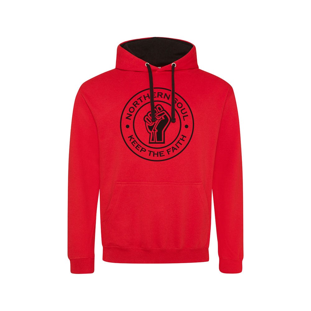 Funky Fist Large Front Print Varsity Hoodie - JH003