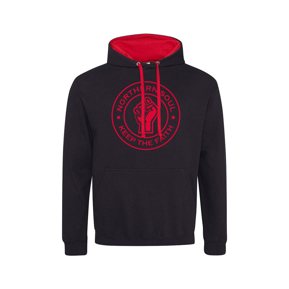 Funky Fist Large Front Print Varsity Hoodie - JH003