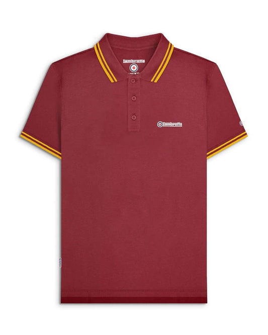 Lambretta Tipped Polo Shirt Burgundy/Gold