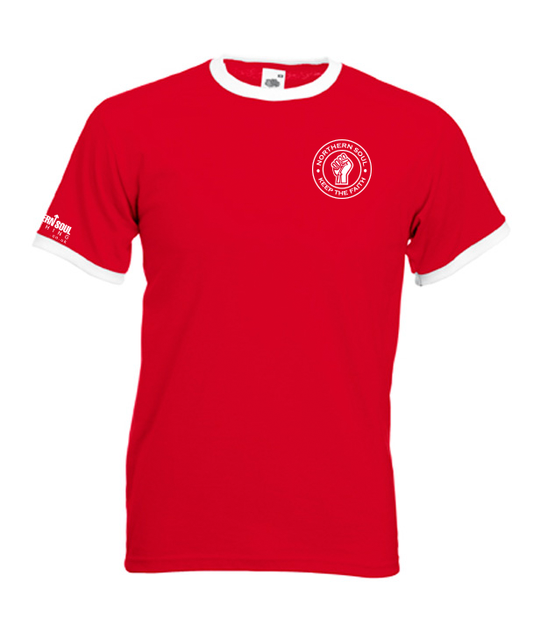 Red and White Small & Large Print Ringer Tee